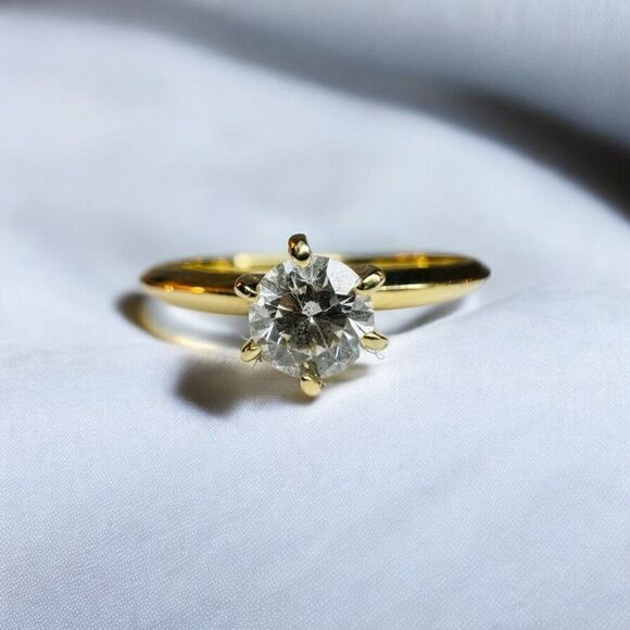 14k Gold Diamond Ring Sz 6.25 1/3ct Round Cut Solitaire Wedding Ring 1.4g - Picture 14 of 16